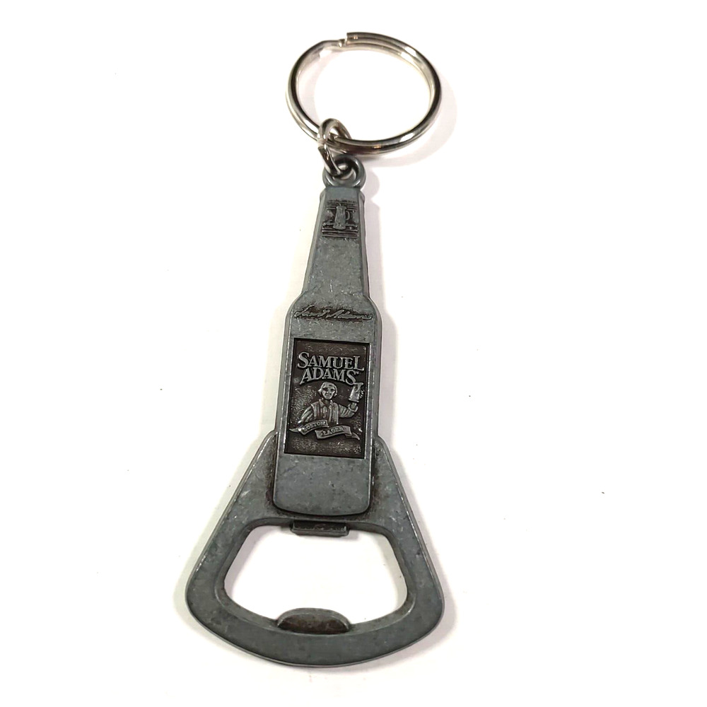 Samuel Adams Bottle Opener Keychain Pewter Color Metal USA